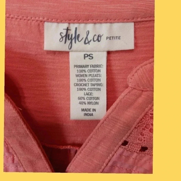 Style & co lace front henley top created size PS orange - Picture 7 of 12